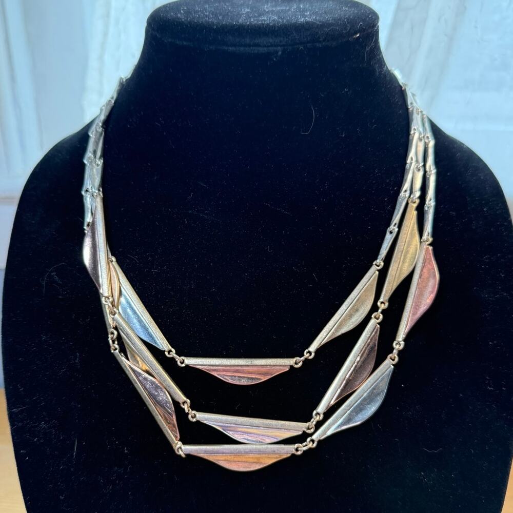 RLM Studio Mixed Metal Layered Necklace Geometric Statement Jewelry